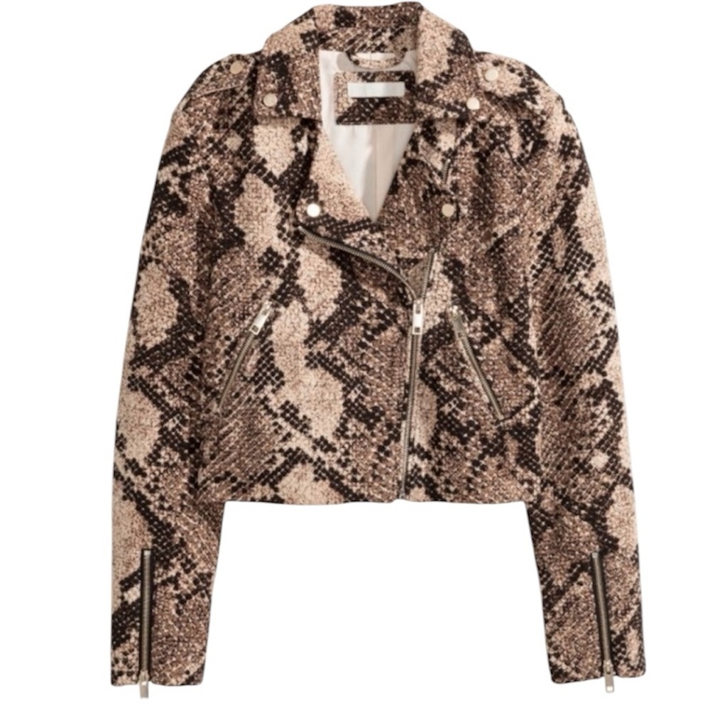🕶️H&M Aviator Moto Women's Snake Print Jacket US4 (XS) LIKE NEW🕶️